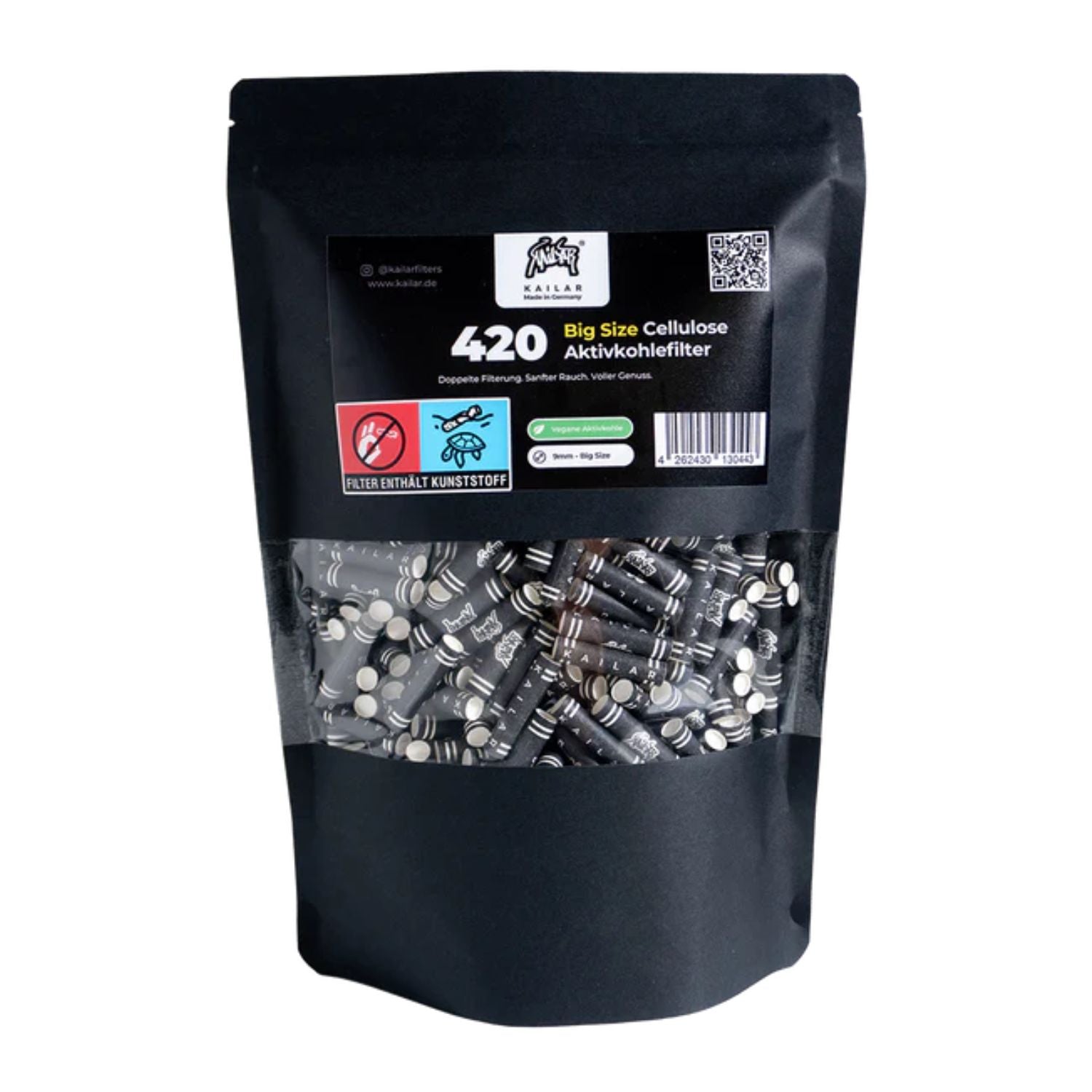 Kailar Aktivkohlefilter 9mm Cellulose schwarz (420 Stück)