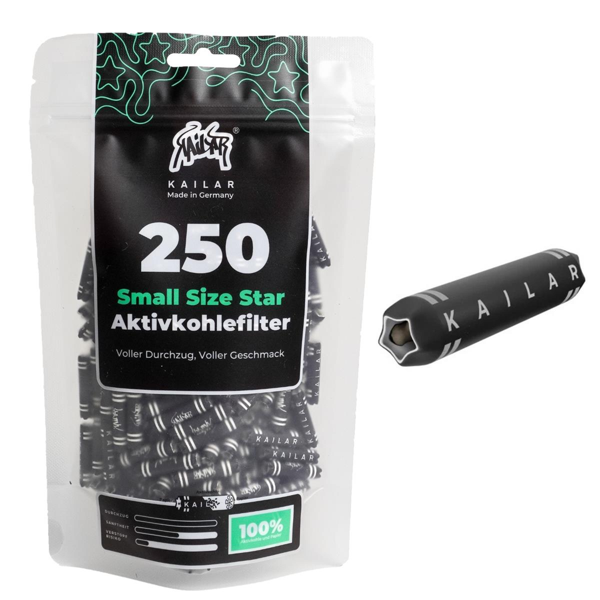 Kailar Star Papier Aktivkohlefilter 6mm schwarz (250 Stück)