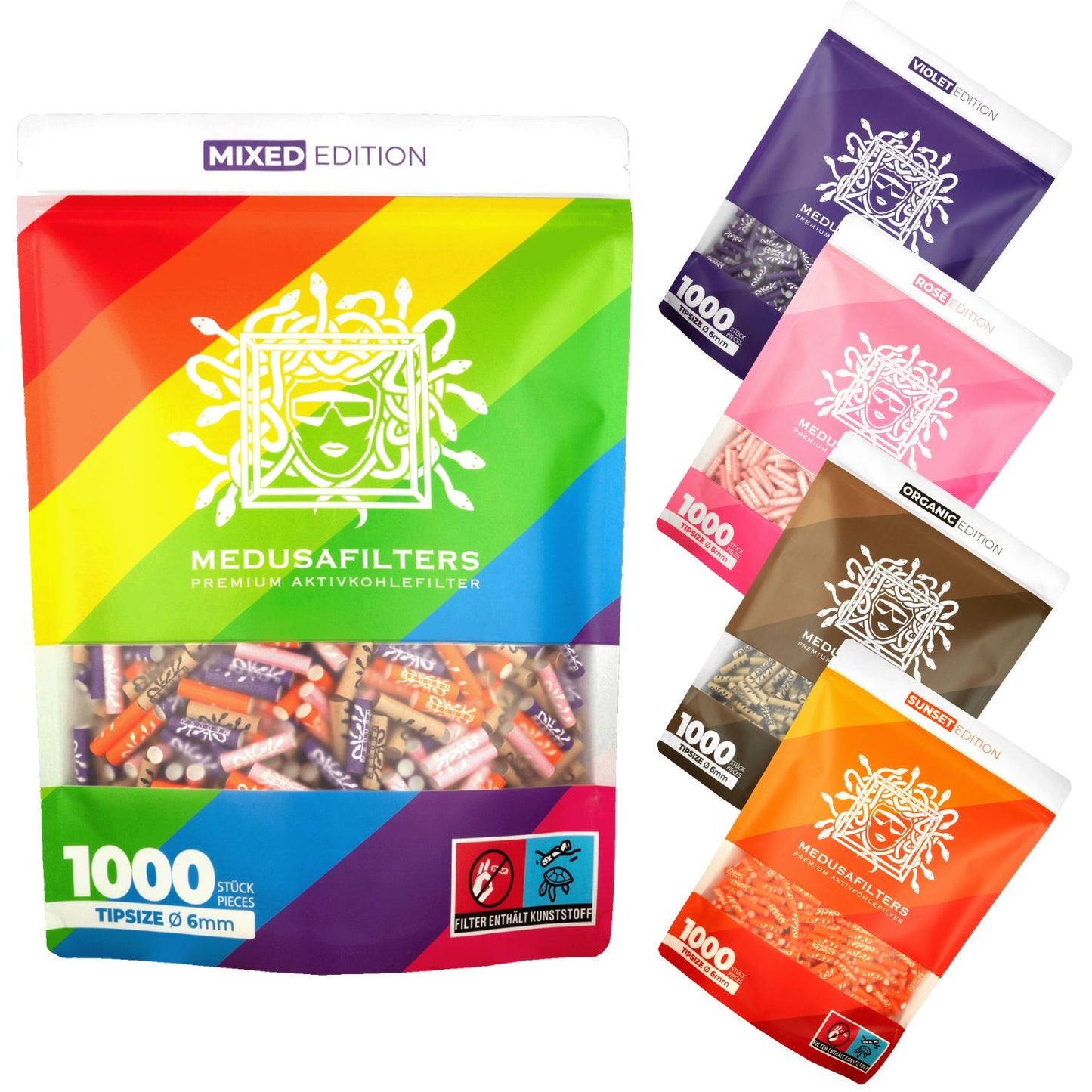Medusafilters Aktivkohlefilter (1000 Stück) - verschiedene Farben