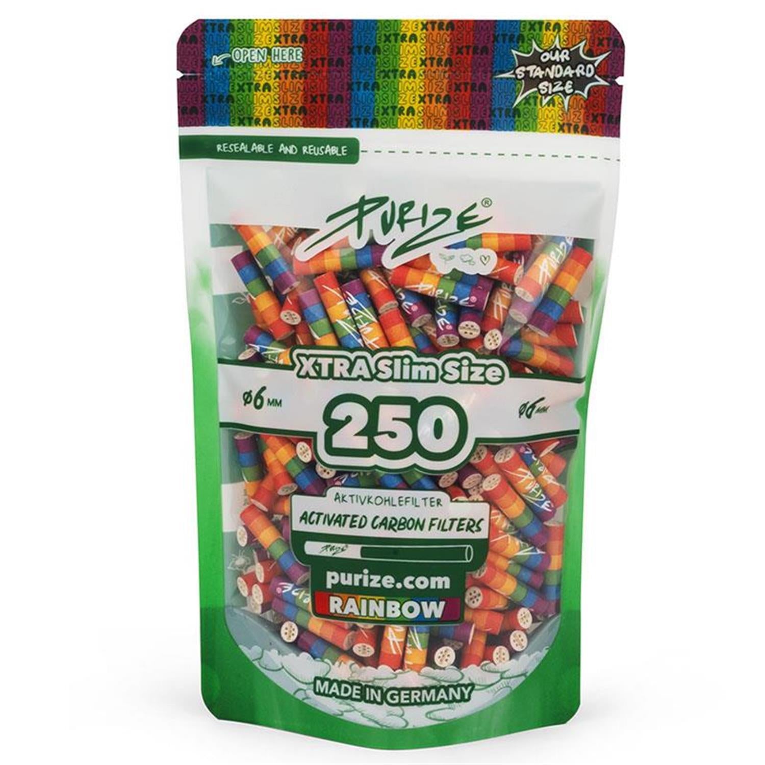 PURIZE Aktivkohlefilter XTRA Slim  6mm - verschiedene Farben (250 Stück)