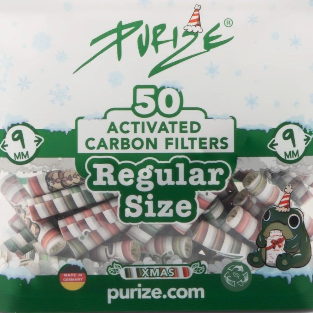 PURIZE Aktivkohlefilter Regular Size 9mm XMAS (50 Stück) PURIZE