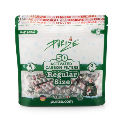 PURIZE Aktivkohlefilter Regular Size 9mm XMAS (50 Stück) PURIZE