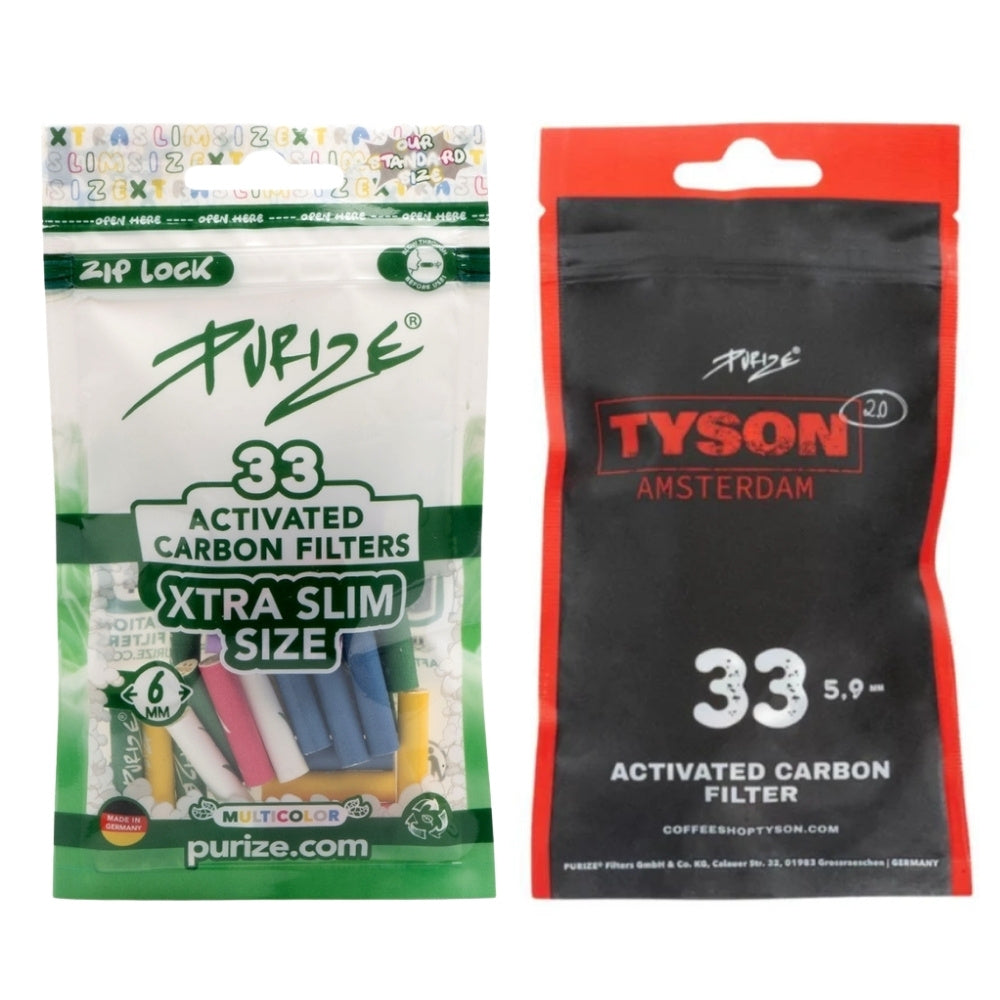 PURIZE Aktivkohlefilter XTRA Slim Size 6mm (33 Stück)