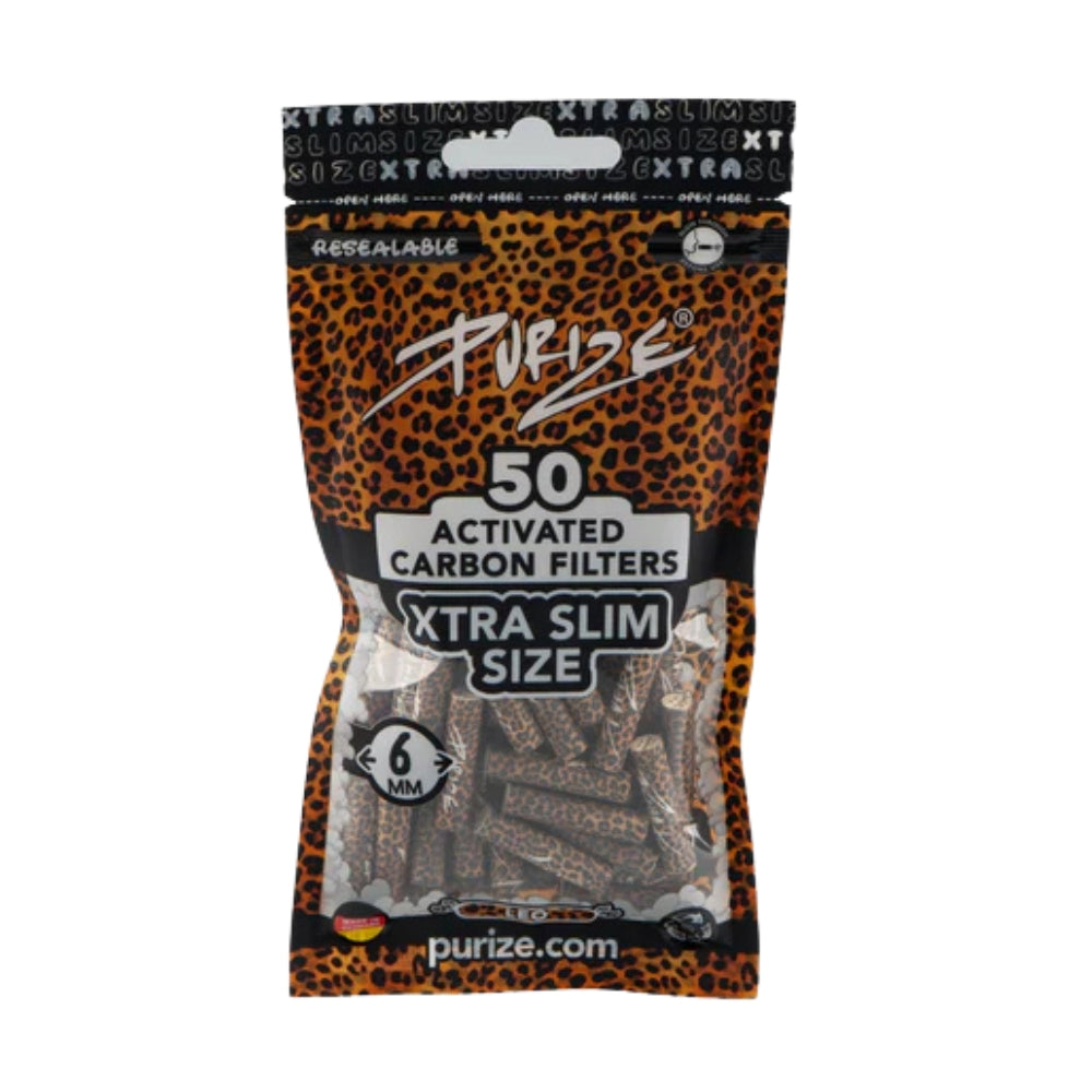 PURIZE Aktivkohlefilter XTRA Slim 6mm Leopard (50 Stück)