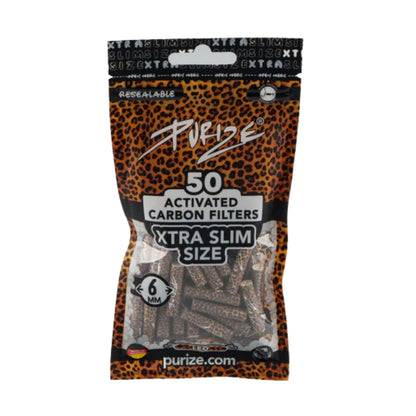 PURIZE Aktivkohlefilter XTRA Slim 6mm Leopard (50 Stück)