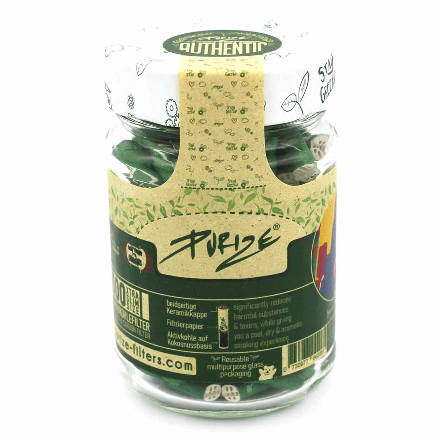 PURIZE Aktivkohlefilter XTRA Slim 6mm verschiedene Farben (100er Glas)
