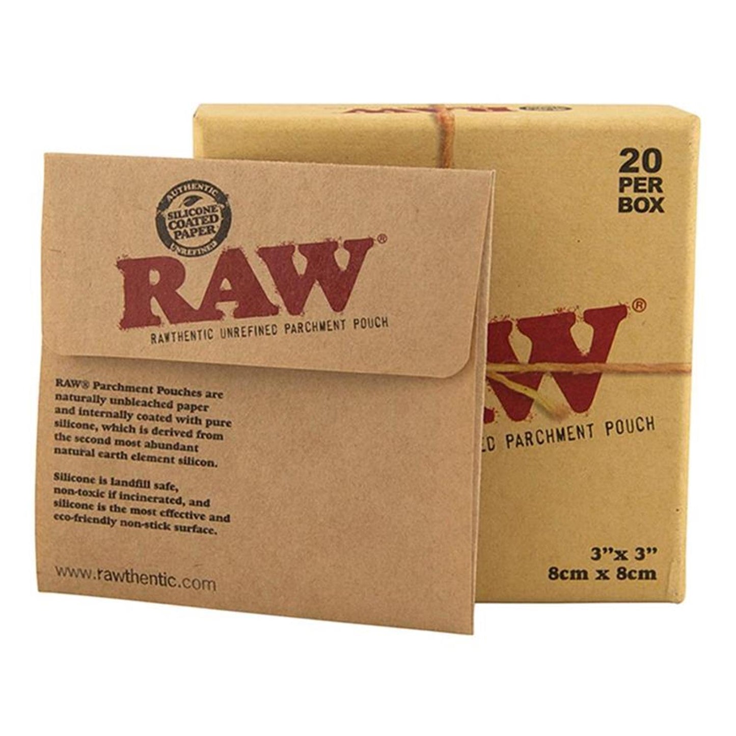 RAW Unrefined Parchment Pouch – 8cm x 8cm 20er Box