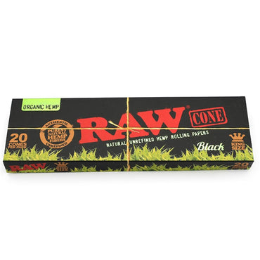RAW Black Organic PreRolled Cones King Size 20er Pack