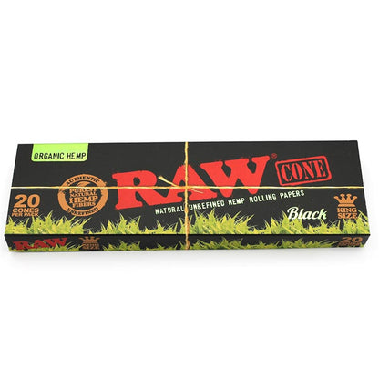 RAW Black Organic PreRolled Cones King Size 20er Pack
