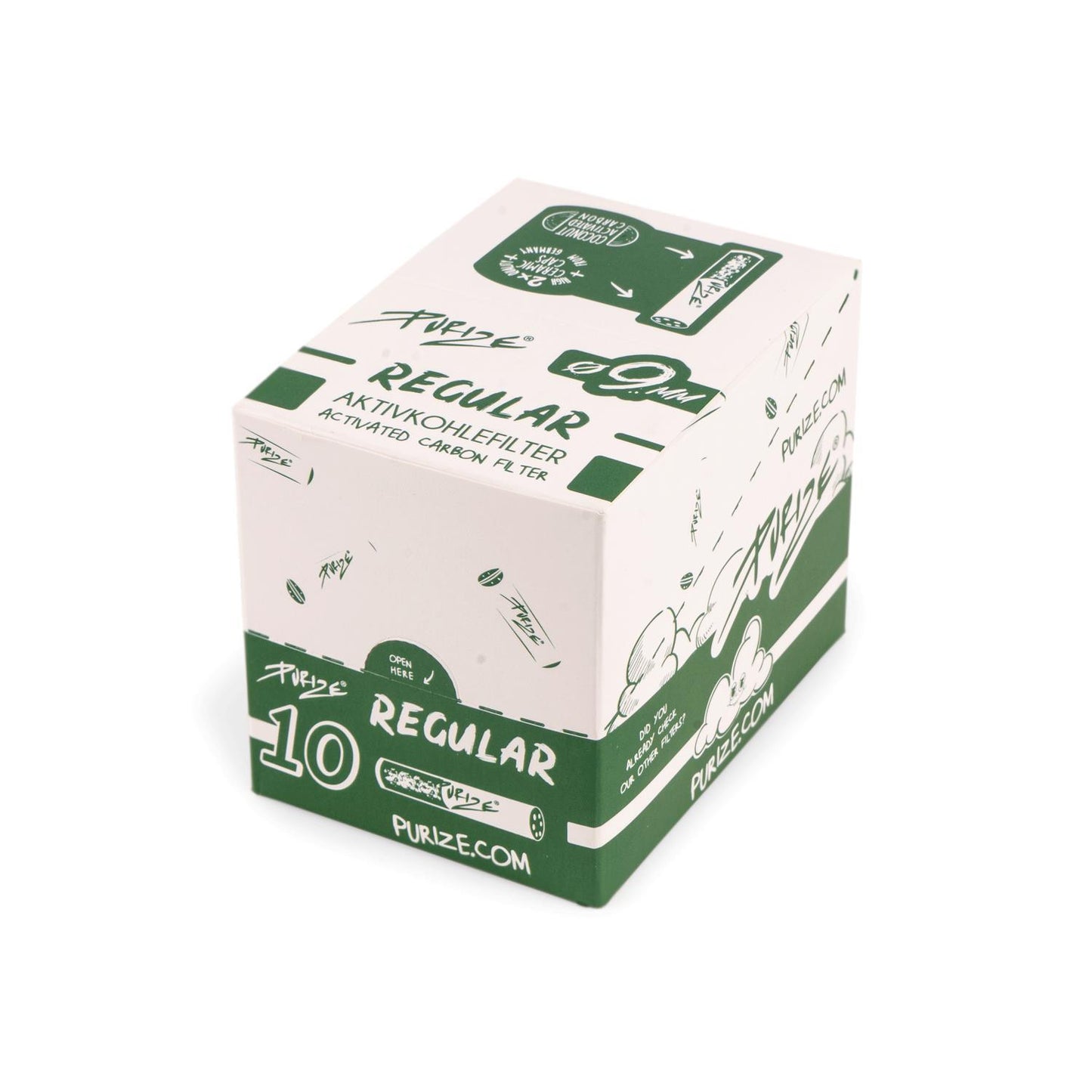 PURIZE Aktivkohlefilter Regular Size 9mm (10 Stück)