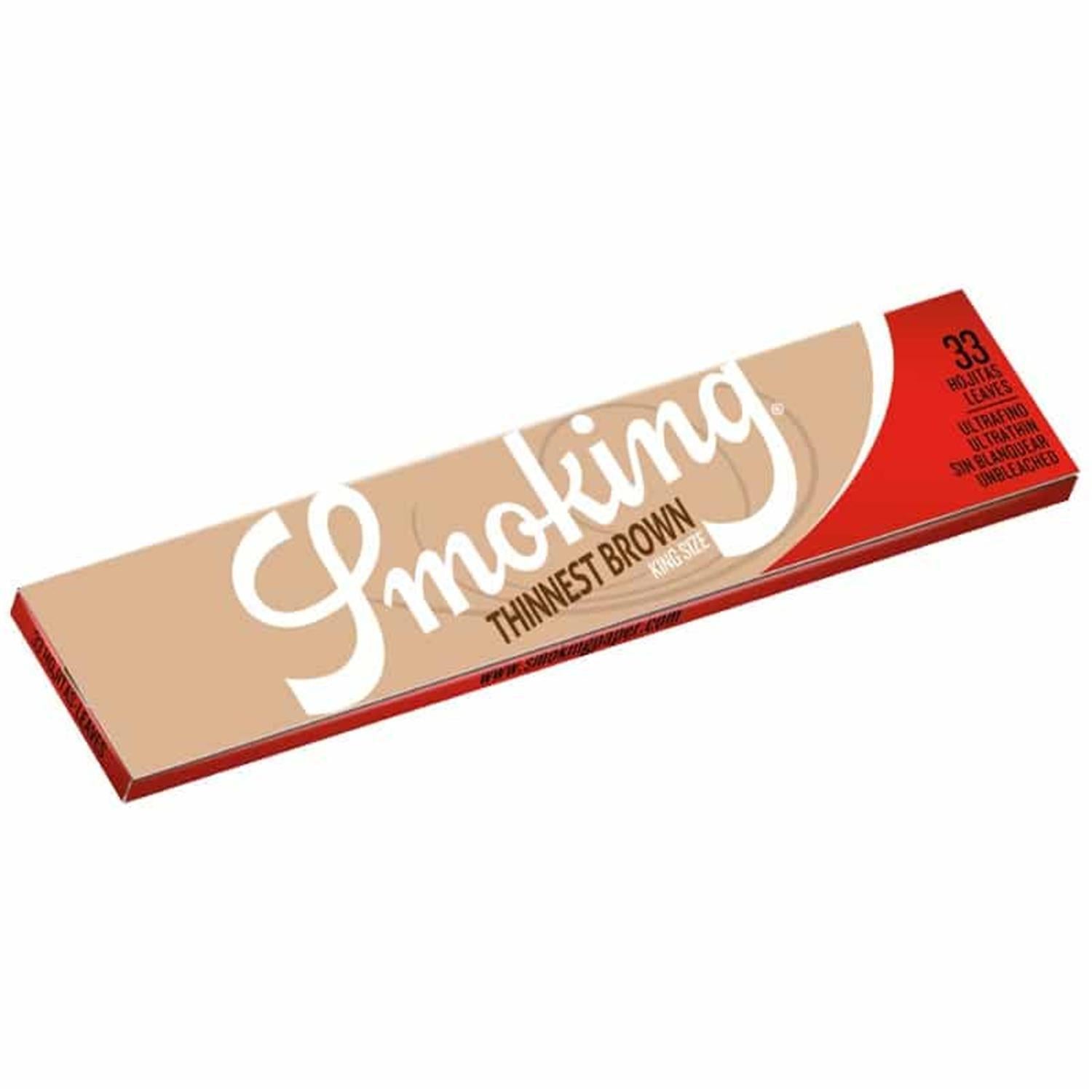 Smoking Thinnest Brown King Size Slim Papers + Tips