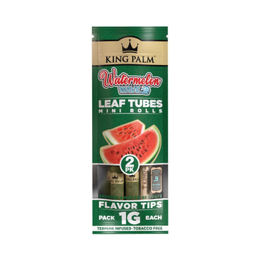 King Palm Watermelon Wave Mini Rolls Leaf Tubes – 2er Pack terpene-infused Blattröhrchen 1g mit Flavor Tips und Boveda Feuchtigkeitsregler, tabakfrei
