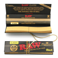 RAW Black Connoisseur Papers King Size Slim Box 24 Hefta á 32 Blatt + Tips