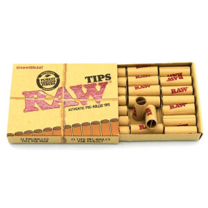 RAW PreRolled Tips - 21 vorgerollte Filter Tips - 20er Dispay