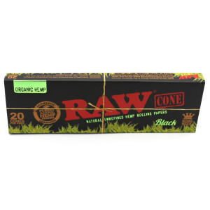 RAW Black Organic PreRolled Cones King Size 20er Pack
