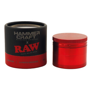 Hammercraft x RAW Grinder Red Aluminium 4-teilig Medium...