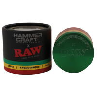 Hammercraft x RAW Grinder Rasta Aluminium 4-teilig Large Ø 60 mm