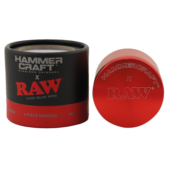 Hammercraft x RAW Grinder Red Aluminium 4-teilig Large Ø 60 mm