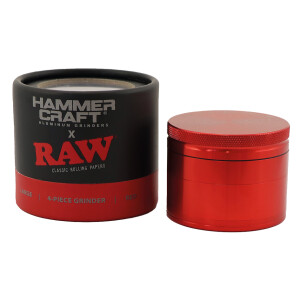 Hammercraft x RAW Grinder Red Aluminium 4-teilig Large Ø 60 mm