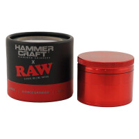 Hammercraft x RAW Grinder Red Aluminium 4-teilig Large Ø 60 mm