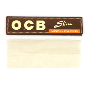 OCB Virgin unbleached Slim Papers Box á 50 Hefte