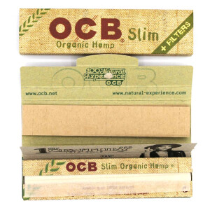 OCB Organic Hemp King Size Slim Papers + Filter Tips - Box á 32 Hefte