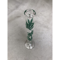 Glas Bong mit vielen Hanfblättern | H: 40cm, Ø: 45mm, Schl.: 18,8mm