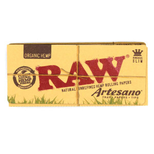 RAW Artesano Organic King Size Slim 32 Blättchen + 32 Tips + Bauunterlage