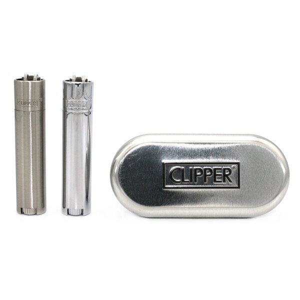 Clipper Metal Feuerzeug Silver + Etui
