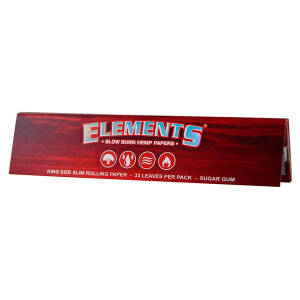 Elements Red King Size Slim Papers - Hemp Paper