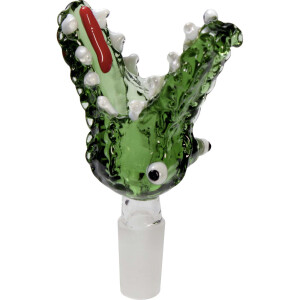 Glaskopf Krokodil grün 14,5mm