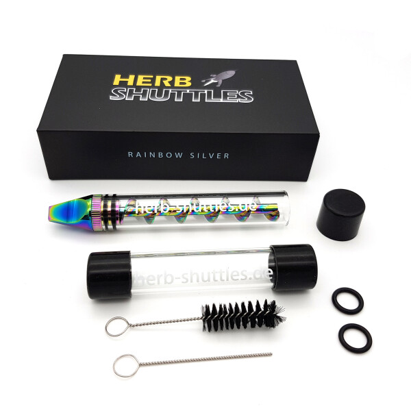 Herb Shuttles® Twisty Glass Blunt - Rainbow Silver