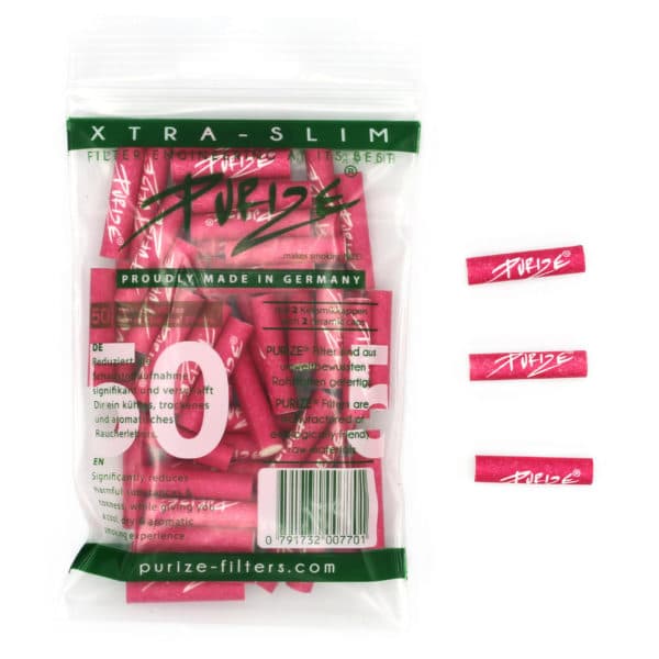 50 PURIZE XTRA Slim Size Aktivkohlefilter aus Kokosnussschalen 5,9mm günstig pink rot