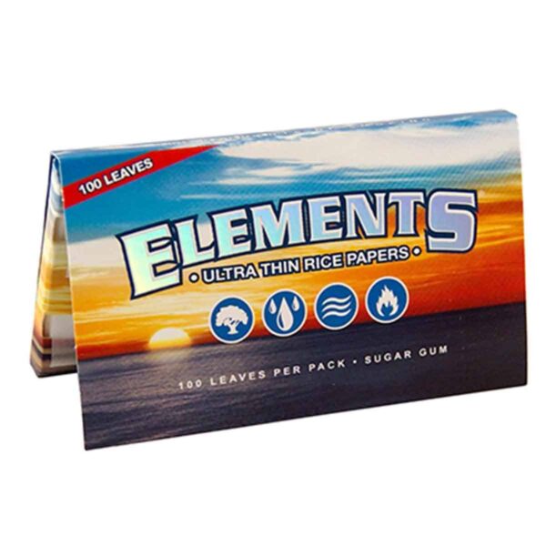 Elements Papers Single Wide - 100 Blättchen Double Window Ultrathin Rice Papers Sugar Gum
