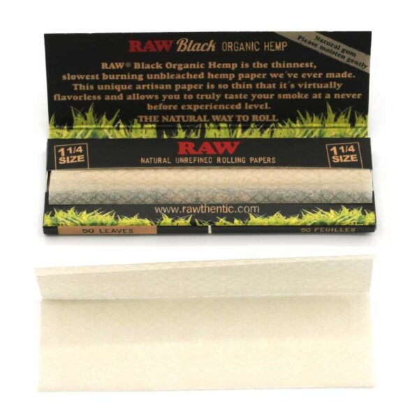 RAW Black Organic Hemp Papers 1 1/4 Size