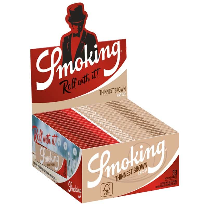 Box Smoking Thinnest Brown King Size Unbleached Papers 50 Hefte à 33 Blatt 